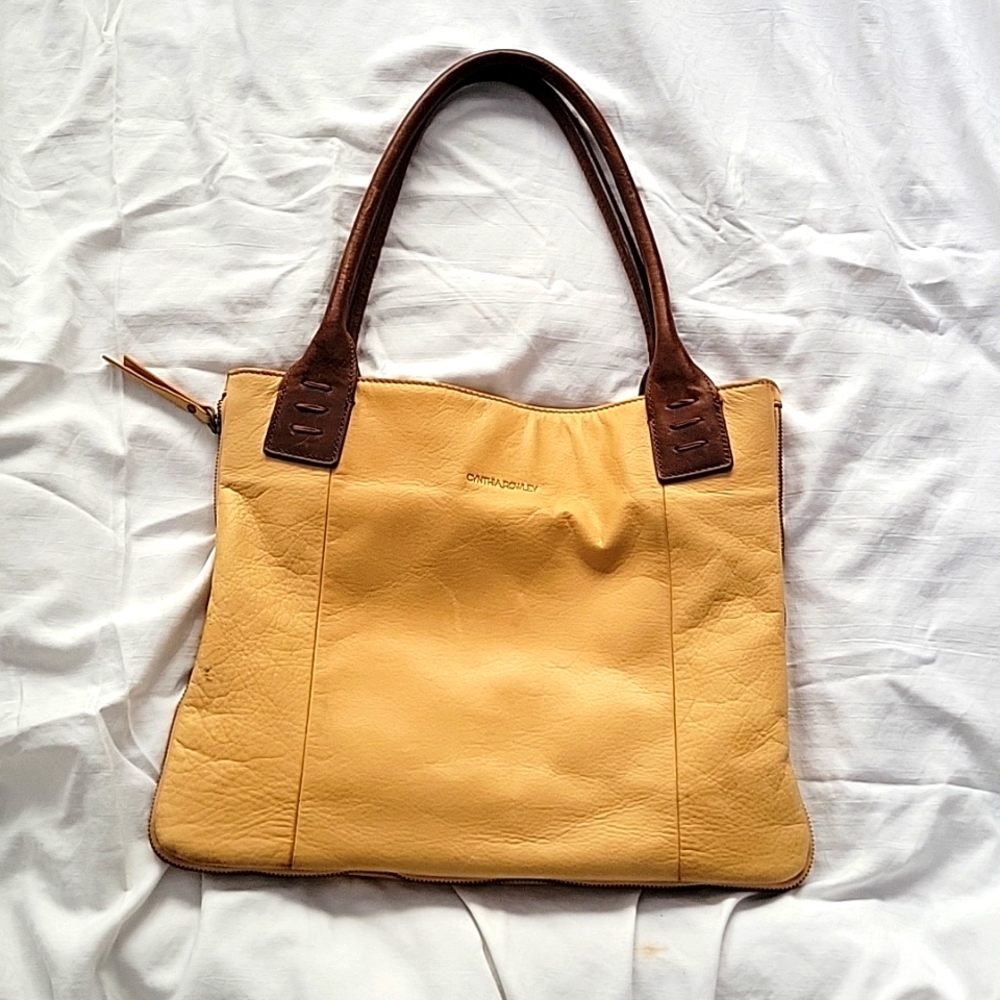Cynthia Rowley 14" x 12" slim and spacious micro tote 100% buttery Leather